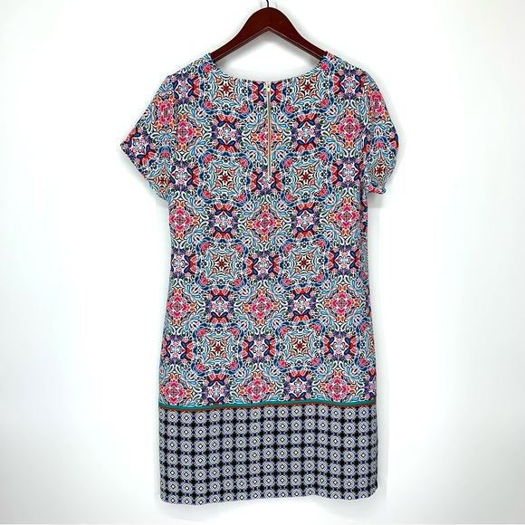 Cynthia Rowley Multicolored Vibrant Geometric Floral Short Sleeve Dress Size 10 - Picture 3 of 16